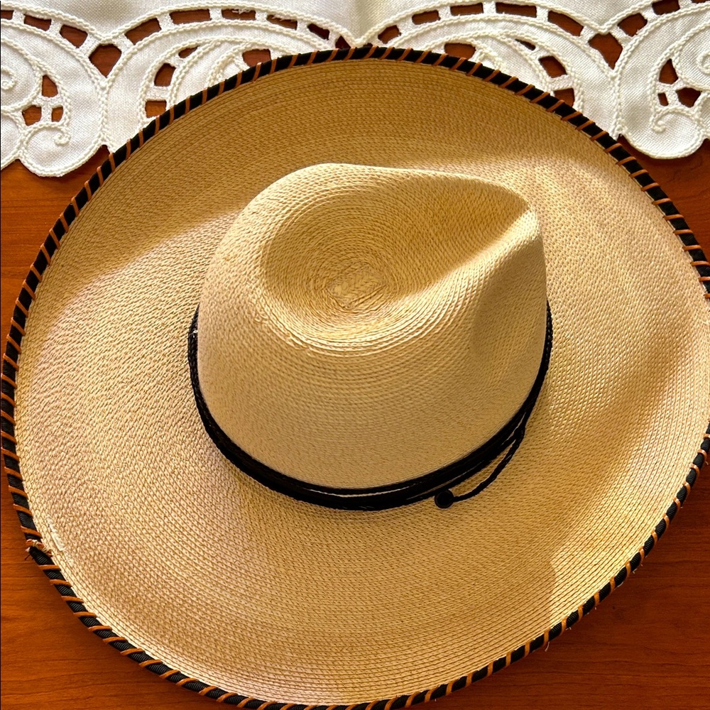 Stylish Cream Straw Hat with Black Band